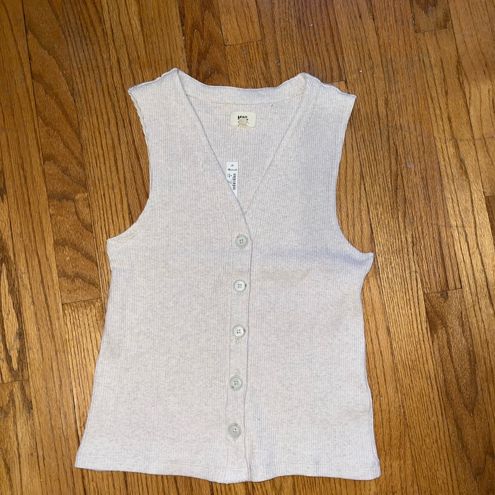 Madewell Ribbed Button Front Vest